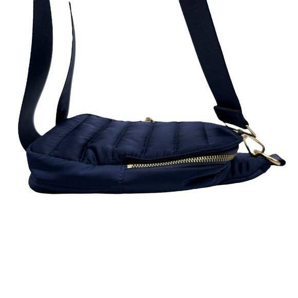 Ahdorned Navy Blue Eliza Quilted Puffy Sling Crossbody Purse Travel Bag NEW - Picture 3 of 9